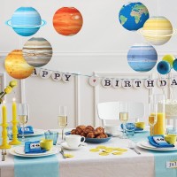 Magic Feier 8 Pcs Planet Paper Lanterns, Solar System Hanging Paper Outer Space For Kids Classroom Science Birthday Space Party Decorations