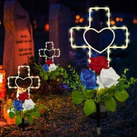 New Designed Solar Cross Sunflower Lights For Cemetery Dad 2 Modes Solar Cross Grave Decorations For Cemetery Dad Waterproof C