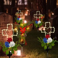 New Designed Solar Cross Sunflower Lights For Cemetery Dad 2 Modes Solar Cross Grave Decorations For Cemetery Dad Waterproof C