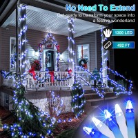 492Ft Christmas Lights Outdoor 1300 Led Extra Long Led String Lights 8 Modes Christmas Tree Lights With Timer Momory Waterpr