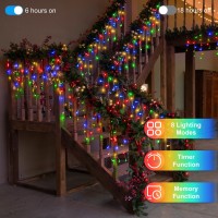 Hranboty 132 Ft Led Christmas Lights With 280 Drops, 980 Led Indoor Outdoor Christmas Decorations, 8 Lighting Mode Waterproof Fairy Lights With Timer For Xmas Holiday Wedding Yard Party Multicolor