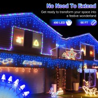 Hranboty 66 Ft Led Christmas Lights With 140 Drops, 490 Led Indoor Outdoor Christmas Decorations, 8 Lighting Mode Waterproof Fairy Lights With Timer For Xmas Holiday Wedding Yard Party Blue