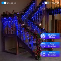 Hranboty 66 Ft Led Christmas Lights With 140 Drops, 490 Led Indoor Outdoor Christmas Decorations, 8 Lighting Mode Waterproof Fairy Lights With Timer For Xmas Holiday Wedding Yard Party Blue