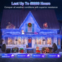 Hranboty 66 Ft Led Christmas Lights With 140 Drops, 490 Led Indoor Outdoor Christmas Decorations, 8 Lighting Mode Waterproof Fairy Lights With Timer For Xmas Holiday Wedding Yard Party Blue