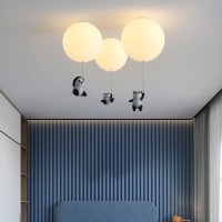 Guanshan Panda Balloon Chandelier Childrens Room Ceiling Light With Panda Pendant Creative Balloon Ceiling Lamp Ceiling Light F