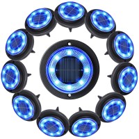 Flacchi Solar Ground Lights - Ip68 Waterproof 12 Pack Dual-Purpose Solar Lights Outdoor Garden, Solar Powered Disk Lights Outdoor Landscape Lights For Patio Yard Pathway Walkway Driveway (Blue)