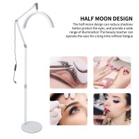 Led Eyelash Lamp, 16 Inch 20W Half Moon Led Nail Lamp, 3000K To 6000K Stepless Dimming, 360 Rotation, Telescopic Adjustable Stand, With Phone Clip (Eu Plug)