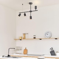 Globe Electric 64000048 4Light Adjustable Height Geometrical Track Lighting Matte Black Ceiling Light Track Light Heads Piv