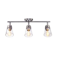 Globe Electric 64000045 3Light Track Lighting Pewter Clear Glass Shades Ceiling Light Track Light Heads Pivot Shades Trac