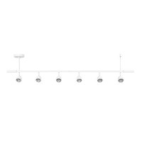 Globe Electric 64000054 6-Light Adjustable Height Track Lighting, Matte White, Ceiling Light, Track Light Heads, Pivot Shades, Track Ceiling Light, Track Lighting Kit, 6 Bulb Kitchen Light