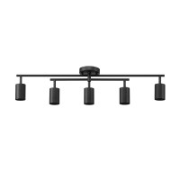 Globe Electric 64000052 5Light Track Lighting Center Swivel Bar Matte Black Ceiling Light Track Light Heads Pivot Shades