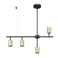 Globe Electric 64000049 4Light Adjustable Height Geometrical Track Lighting Matte Black Matte Brass Accents Ceiling Light P