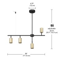 Globe Electric 64000049 4Light Adjustable Height Geometrical Track Lighting Matte Black Matte Brass Accents Ceiling Light P