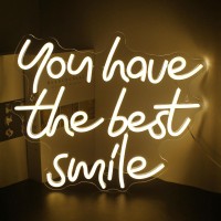 Looklight You Have The Best Smile Neon Sign,Neon Signs For Room,Smile Neon Sign,Warm White Led Neon Light Usb Powered,Neon Signs For Wall Decor,Led Signs For Wedding,Engagement Party