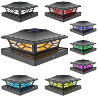 Volisun Solar Fence Post Cap Light Outdoor Waterproof Rgb Color Changing Modes Deck Post Lights Solar Powered Led Post Cap Light