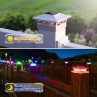 Volisun Solar Fence Post Cap Light Outdoor Waterproof Rgb Color Changing Modes Deck Post Lights Solar Powered Led Post Cap Light