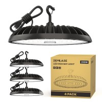 Demilare 200W 4 Pack Led High Bay Light 30000 Lm 5000K Ufo High Bay Led Shop Lights Etl Listed Us Hook 5 Cable Plug 800W Mhh