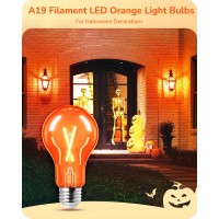 Edishine Orange Glass Filament Light Bulb 8W A19 Dimmable Led Light Bulb Orange Edison Led Bulb For Halloween Decorations Por