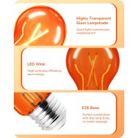 Edishine Orange Glass Filament Light Bulb 8W A19 Dimmable Led Light Bulb Orange Edison Led Bulb For Halloween Decorations Por