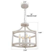 Wbindx 4Light Farmhouse Chandelier Distressed Hanging Pendant Lighting Convertible Semi Flush Mount Ceiling Light Fixture Vin