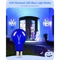 Edishine 4 Pack Blue Light Bulb 8W A19 Led Light Bulb Dimmable Blue Led Bulb For Christmas Halloween Porch Home Lighting Pa