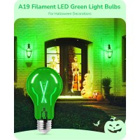 Edishine 4 Pack Green Light Bulb 8W A19 Led Light Bulb Dimmable Green Led Bulb For Christmas Halloween Porch Home Lighting