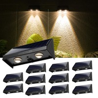 Jackyled 50 Lumens Solar Outdoor Lights 12 Pack Super Bright Solar Lights For Fence Outdoor Waterproof Led For Wall Backyard Li