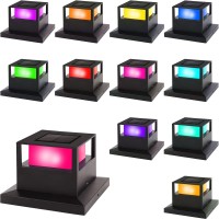 Viewsun 12 Pack Solar Post Cap Lights Outdoor Rgb Color Changing Fence Post Light Solar Powered Caps For Deck Patio Garden De