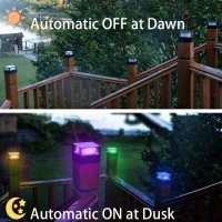 Viewsun 12 Pack Solar Post Cap Lights Outdoor Rgb Color Changing Fence Post Light Solar Powered Caps For Deck Patio Garden De