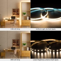 Gingsow Cob Led Strip 164Ft 2400Leds Warm White 2700K Cri93 Super Bright Flexible Led Lights Dimmable 12V Tape Light With Rf Re