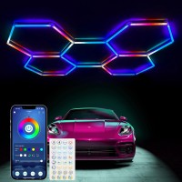 Rgb Hexagon Lights - Rgb Hexagon Garage Lights Led, Rgb Hexagon Lighting With Music Mode, 358 Kinds Of Light Changes For Gym Bar Gaming Room Garage Lighting Basement Decor