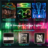 Rgb Hexagon Lights - Rgb Hexagon Garage Lights Led, Rgb Hexagon Lighting With Music Mode, 358 Kinds Of Light Changes For Gym Bar Gaming Room Garage Lighting Basement Decor