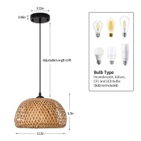 Delipop Pendant Light, Rattan Pendant Light Boho Light Fixtures Ceiling Hanging, Bamboo Woven Wicker Light Fixtures Ceiling Hanging For Kitchen, Living Room, Dining Room, Bedroom