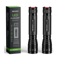 Rechoo Flashlights High Lumens 2 Pack, Super Bright 2000 Lumens Flash Light With 3 Modes, Zoomable, Water Resistant Led Flashlights For Home, Emergency, Camping, Hiking