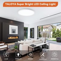 Taloya 12Inch 32W 3200Lm 5000K Flush Mount Led Ceiling Light White Round 4 Pack