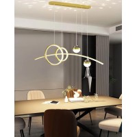 Hanging Lamp Dining Table, Led Hanging Lamp Dining Table Remote Adjustable Hanging Lamp Height Adjustable Hanging Lamp For Kitchen Living Dining Room (Gold, L100Cm)