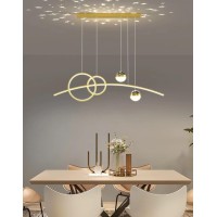 Hanging Lamp Dining Table, Led Hanging Lamp Dining Table Remote Adjustable Hanging Lamp Height Adjustable Hanging Lamp For Kitchen Living Dining Room (Gold, L100Cm)