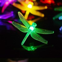 Aolyty Solar Dragonfly String Lights Outdoor, Waterproof Solar Powered Fairy Lights, 8 Modes Solar Decorative Hanging Light For Patio Garden Yard Christmas Decor (16.4Ft 20 Led, White Light)