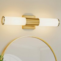 Metwet Bathroom Light Fixtures 2Light Vanity Lights For Mirror With Milk Glass Shade Brushed Gold Wall Sconces Up And Down Wa