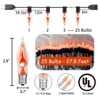 Sotopoo 278Ft Halloween Flickering Flame String Lights With 252 Pack C7 Clear Flickering Flame Light Bulbs Halloween Decorati