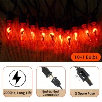 Fall Halloween Decorations Indoor Outdoor Flickering Flame String Lights Orange Halloween Lights 128Ft C7 Retro Twinkle Flam