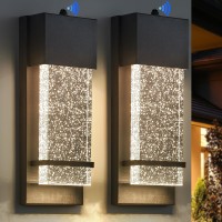 Yisuro Dusk To Dawn Porch Lights Exterior Lights Fixture Black Wall Light Fixture With Crystal Bubble Glass Led Wall Lamp Mod