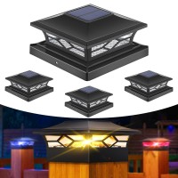 Aponuo Solar Post Cap Lights Color Changing 4X4 Post Solar Lights With 4 Lighting Modes 6X6 Post Cap Solar Light Outdoor For Fen