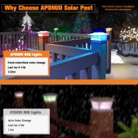 Aponuo Solar Post Cap Lights Color Changing 4X4 Post Solar Lights With 4 Lighting Modes Vinyl Fence Post Solar Lights Outdoor Fo