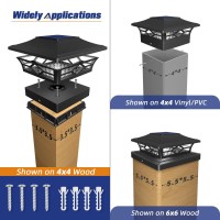 Aponuo Solar Post Cap Lights Color Changing 4X4 Post Solar Lights With 4 Lighting Modes 6X6 Post Cap Solar Light Outdoor For Fen