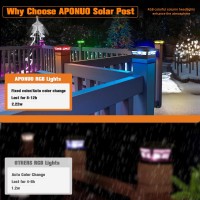 Aponuo Solar Post Cap Lights Color Changing 4X4 Post Solar Lights With 4 Lighting Modes 6X6 Post Cap Solar Light Outdoor For Fen