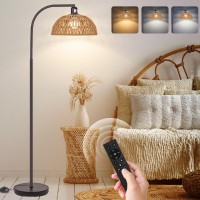 Boho Floor Lamp With Remote Bronze Floor Lamps With Stepless Dimmable Bulb Remote Control Handworked Adjustable Rattan Lamp