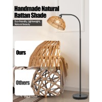 Boho Floor Lamp With Remote Bronze Floor Lamps With Stepless Dimmable Bulb Remote Control Handworked Adjustable Rattan Lamp