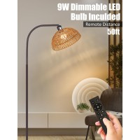 Boho Floor Lamp With Remote Bronze Floor Lamps With Stepless Dimmable Bulb Remote Control Handworked Adjustable Rattan Lamp