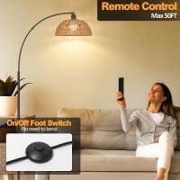 Rattan Floor Lamp Modern Black Standing Floor Lamps With Remote Control And Stepless Dimmable Bulb Handworked Adjustable Ratt